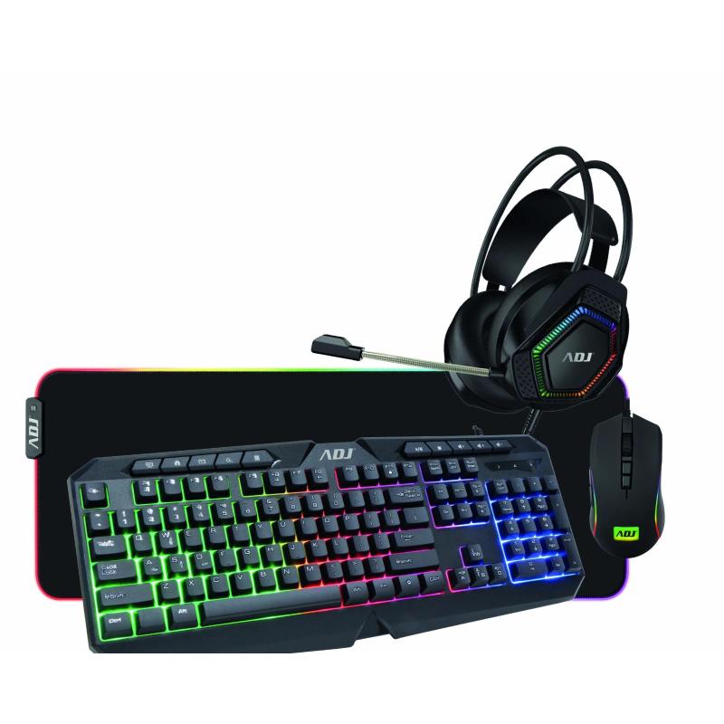 Image of Adj hulk kit 4 in 1 tastiera rgb + mouse rgb + cuffie + mouse pad gaming wired black