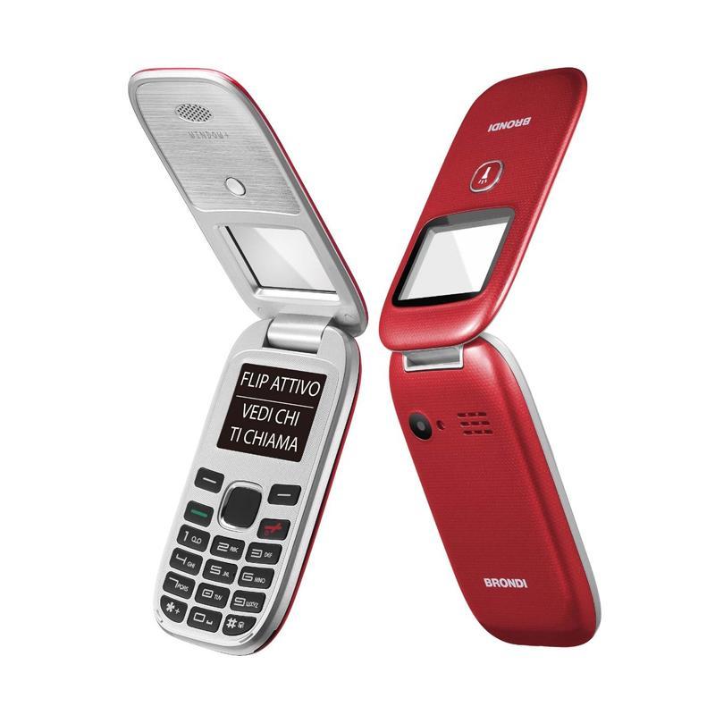 Image of Brondi window telefono cellulare con apertura a conchiglia e flip attivo dual sim 1.77 rosso