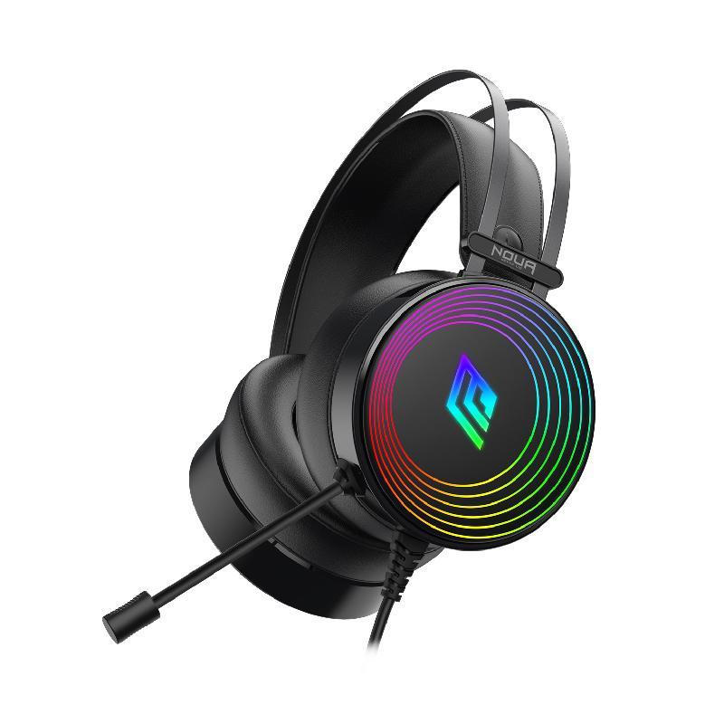 Image of Noua crux cuffie gaming over-ear con driver da 50mm usb audio jack da 3.5mm con controllo volume microfono flessibile omnidirezionale illuminazione rainbow
