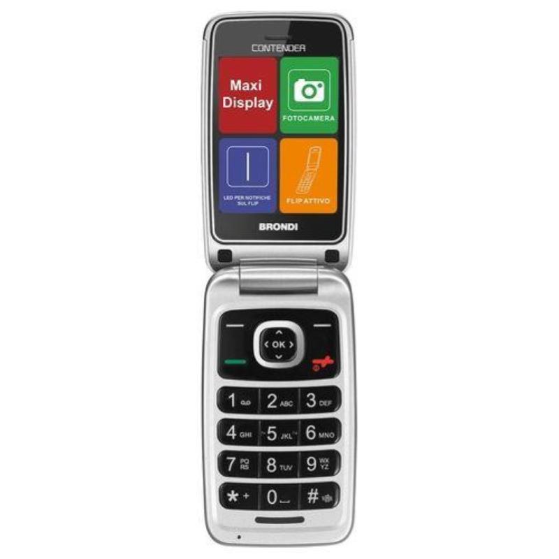 Image of Brondi contender dual sim 3 easy phone clamshell tasti selezione rapida white