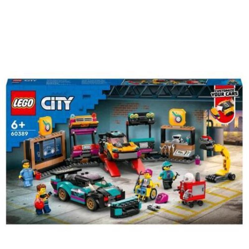 Image of Lego city garage auto personalizzato con macchine e 4 minifigure