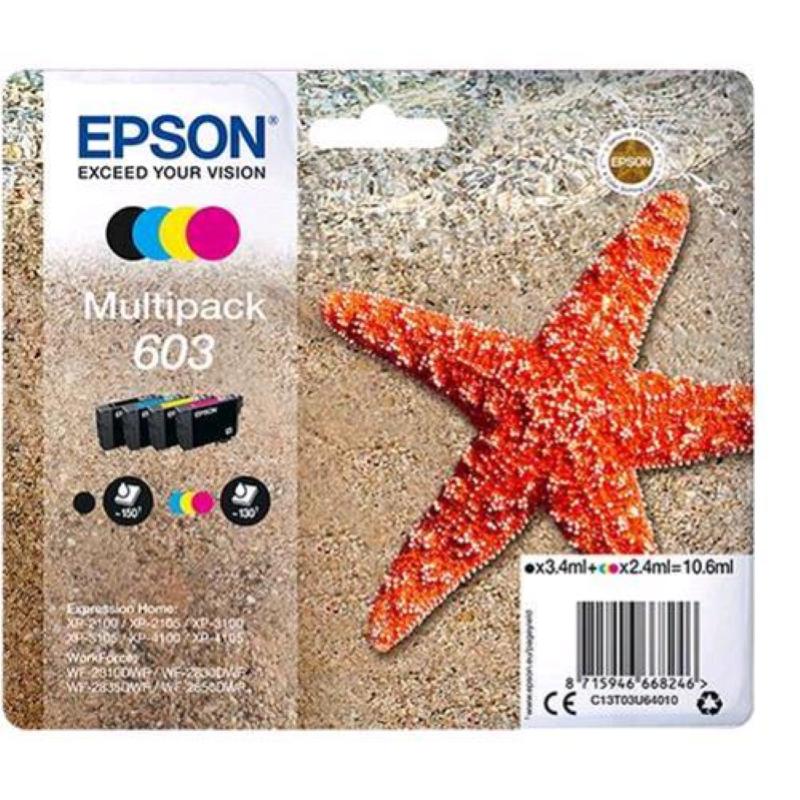 Image of Epson 603 stella marina multipack confezione da 4 nero giallo ciano magenta