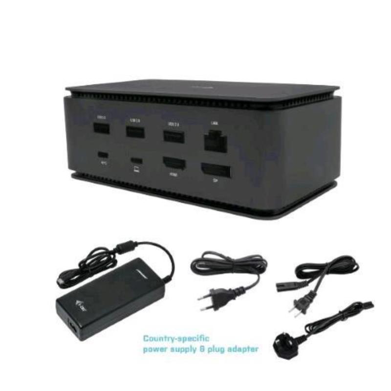 Image of I-tec metal usb4 docking station dual 4k hdmi dp with power delivery 80w universal charger 112w