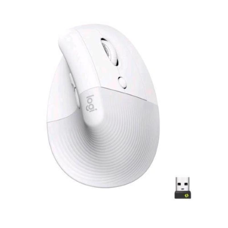 Image of Logitech lift mouse ergonomico verticale, senza fili, ricevitore bluetooth o logi bolt usb, clic silenziosi, 4 tasti, compatibile con windows - macos - ipados, laptop, pc - bianco