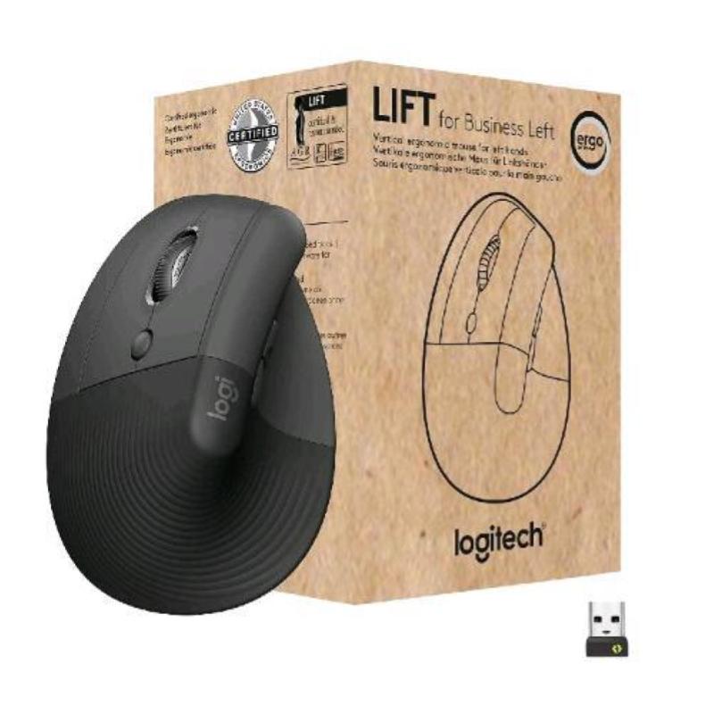 Image of Logitech lift for business mouse ottico verticale ergonomico per mancini wireless bluetooth 4.000 dpi usb secured logi bolt clic silenziosi certificazione globale windows/mac/chrome/linux graphite