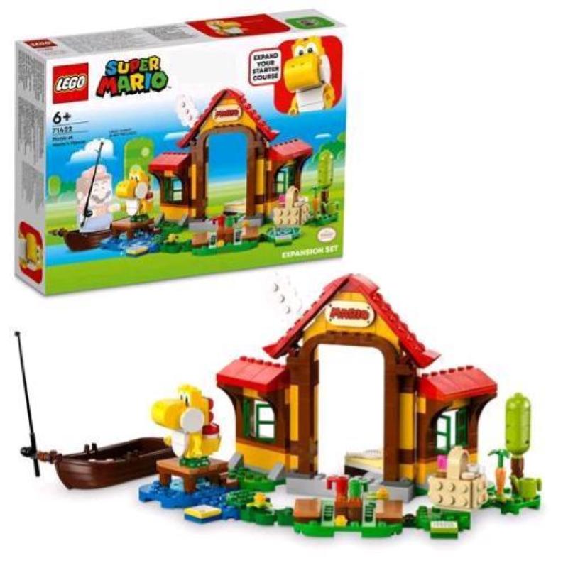 Image of Lego super mario 71422 pack di espansione picnic alla casa di mario con figura di yoshi giallo, idea regalo bambini 6+ anni