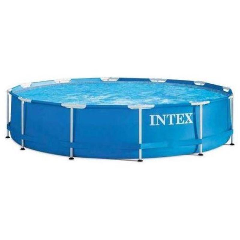 Image of Intex 28212np piscina fuori terra metal frame rotonda pompa filtro 2006 l-h 6503 l acciaio e pvc blu 366x76 cm con pompa filtro 366 x 76 cm blu