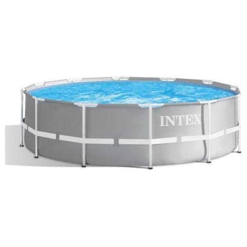 Image of Intex 366x99 prisma frame piscina fuoriterra rotonda grigio 366x99 cm 366x99 cm con filtro single