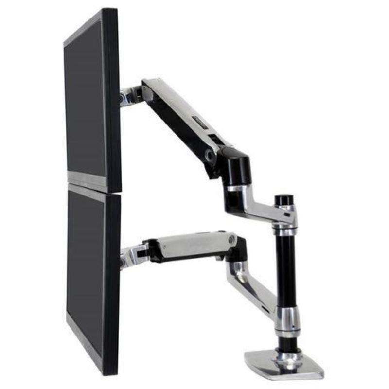 Image of Ergotron lx redesign dual arm pole mount 2 flat panel or fp and notebook