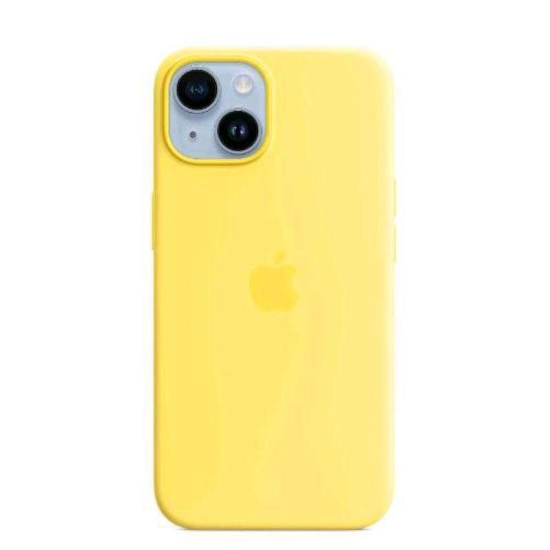 Image of Apple iphone 14 cover originale in silicone con magsafe giallo