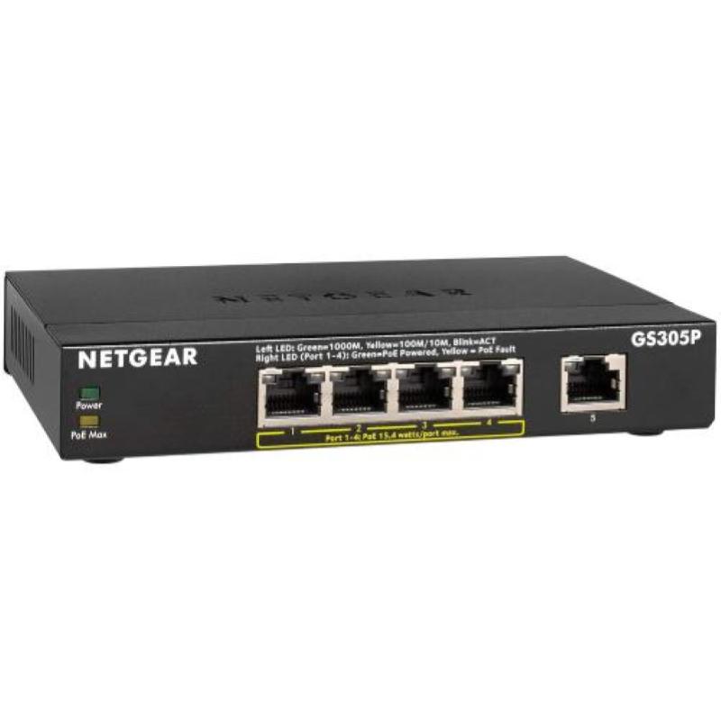Netgear gs305p switch 5 porte gigabit di cui 4 poe