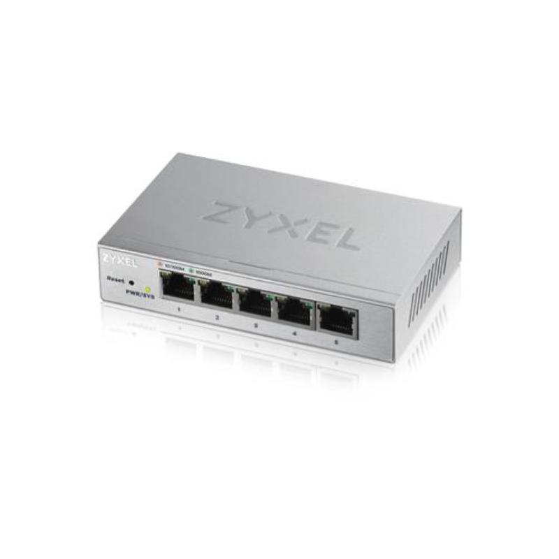 Image of Zyxel switch unmanaged plus 5 porte gigabit, easy management per vlan, qos, design senza ventole, desktop