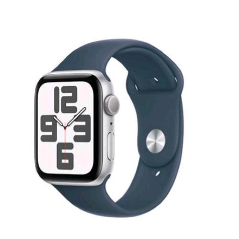 Image of Apple watch se 44mm gps cassa in alluminio argento con cinturino sport blu tempesta m-l