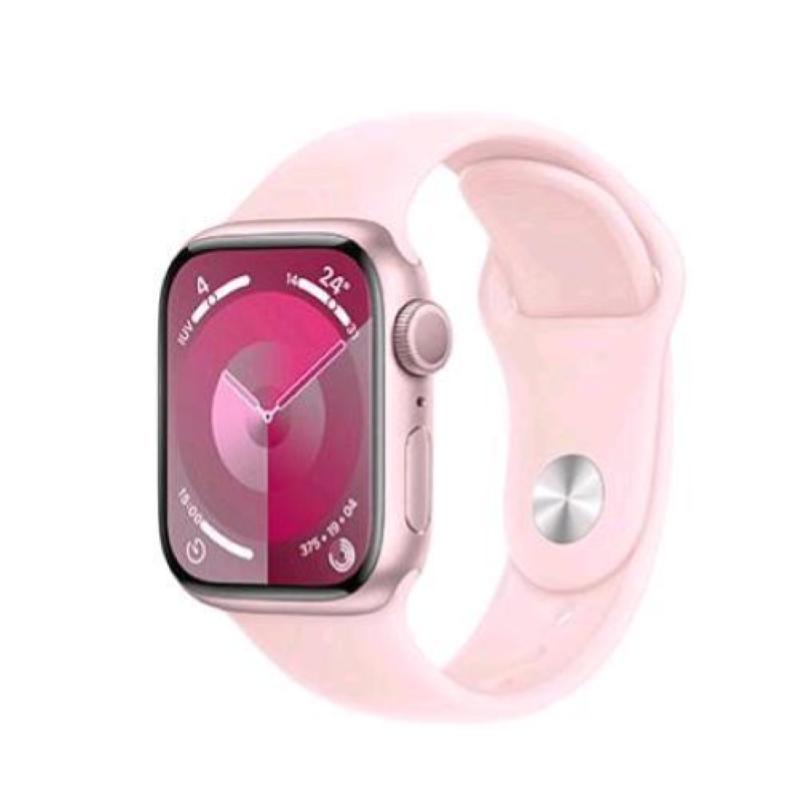 Image of Apple watch 9 41mm gps alluminio rosa con cinturino sport rosa confetto m-l italia
