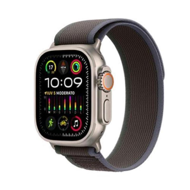Image of Apple watch ultra 2 gps + cellular 49mm cassa in titanio con cinturino trail loop blue/black s/m