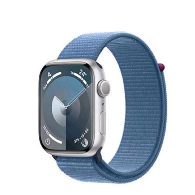 Image of Apple watch series 9 gps 45mm aluminium case silver con cinturino sport loop winter blue