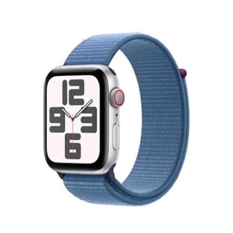 Image of Apple watch se 2023 gps + cellular 44mm aluminium case silver con cinturino sport loop winter blue