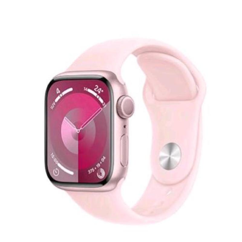 Image of Apple watch 9 41mm gps cassa in alluminio rosa con cinturino sport rosa confetto s-m italia
