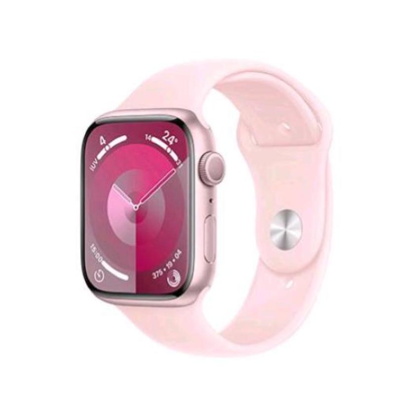 Image of Apple watch series 9 gps 45mm aluminium case pink con cinturino sport band light pink s/m