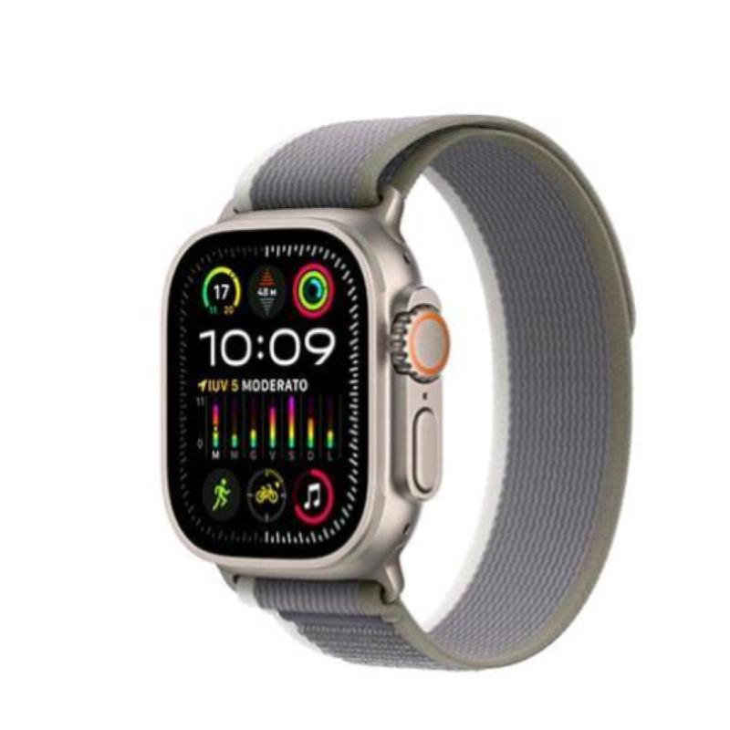 Apple watch ultra 2 gps + cellular 49mm cassa in titanio con cinturino trail loop green/grey s/m