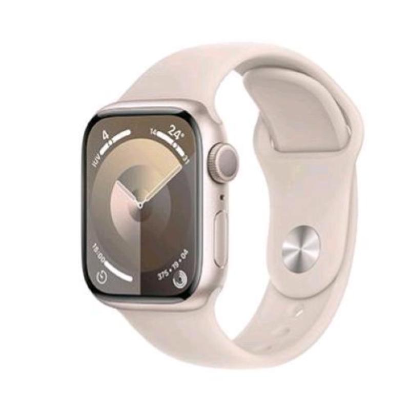 Image of Apple watch series 9 gps 41mm aluminium case starlight con cinturino sport band starlight s/m