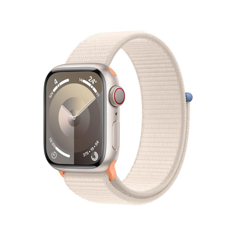 Apple watch series 9 gps + cellular 41mm aluminium case starlight con cinturino sport loop starlight