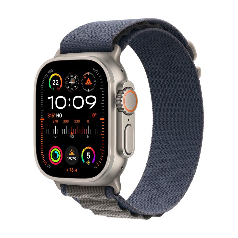 Image of Apple watch ultra 2 gps + cellular 49mm cassa in titanio con cinturino alpine loop blue medium
