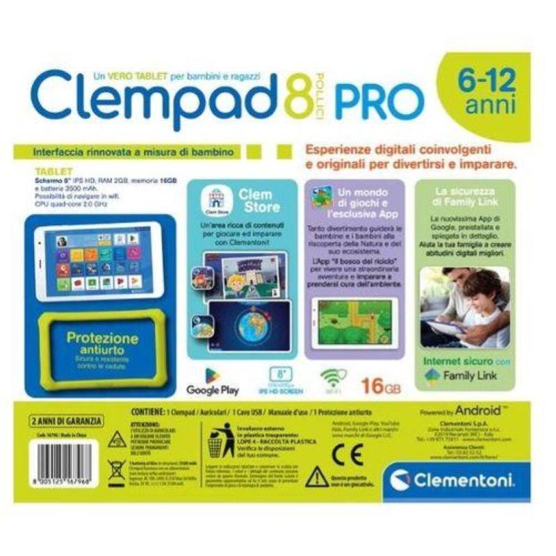 Clementoni clempad pro 8`` tablet per bambini 6-12 anni