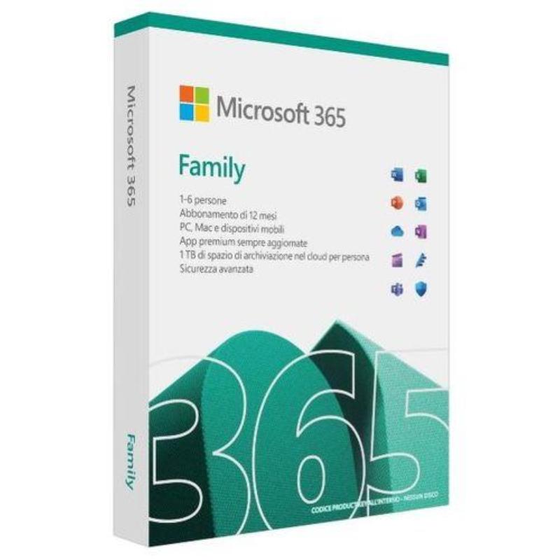 Microsoft m365 family italian subscription p10 eurozone 1 license medialess 1 anno