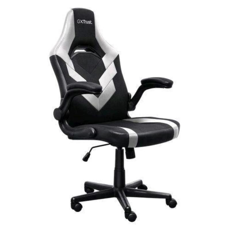 Image of Trust gxt703 riye gaming chair sedia gaming con braccioli ribaltabili max 150 kg bianco/nero