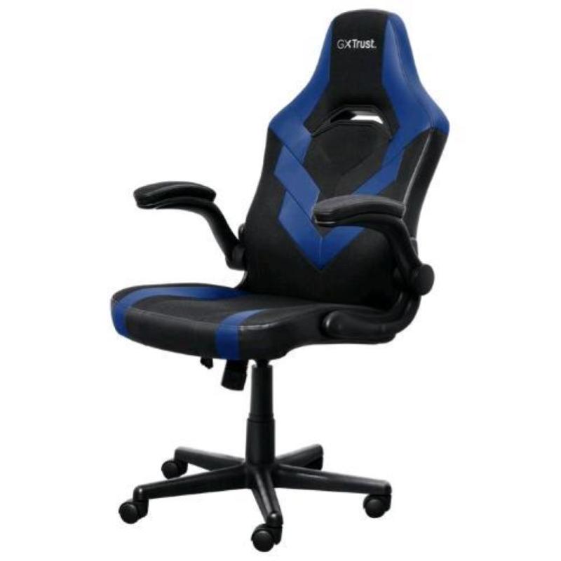 Image of Trust gxt703 riye gaming chair sedia gaming con braccioli ribaltabili max 150 kg blue/nero
