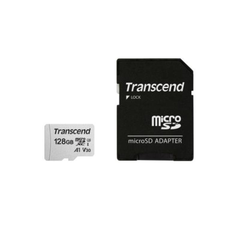 Image of Transcend 128gb micro sd xc uhs-i u1 classe 10 + adattatore