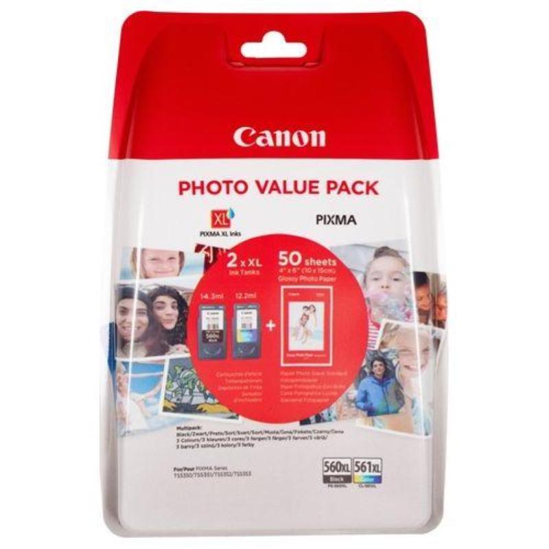 Canon pg-560 xl - cl-561 xl photo value pack pp-201 10x15cm