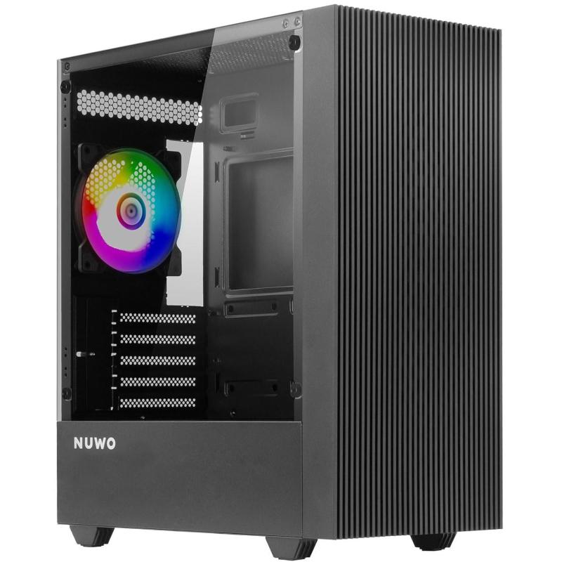 Image of Nuwo raythe r101 nero case micro-atx mini-itx per pc gaming desktop office mini tower 0.50mm spcc ventola frgb (fixed) da 120mm usb 3.0 frontale mesh e pannello laterale in vetro temperato