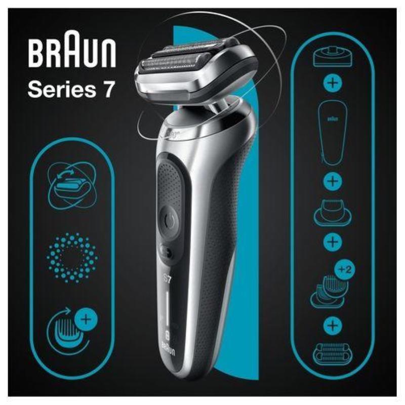 Image of Braun series 7 71-s4862cs rasoio elettrico uomo con accessori rifinitore di precisione senza fili argento