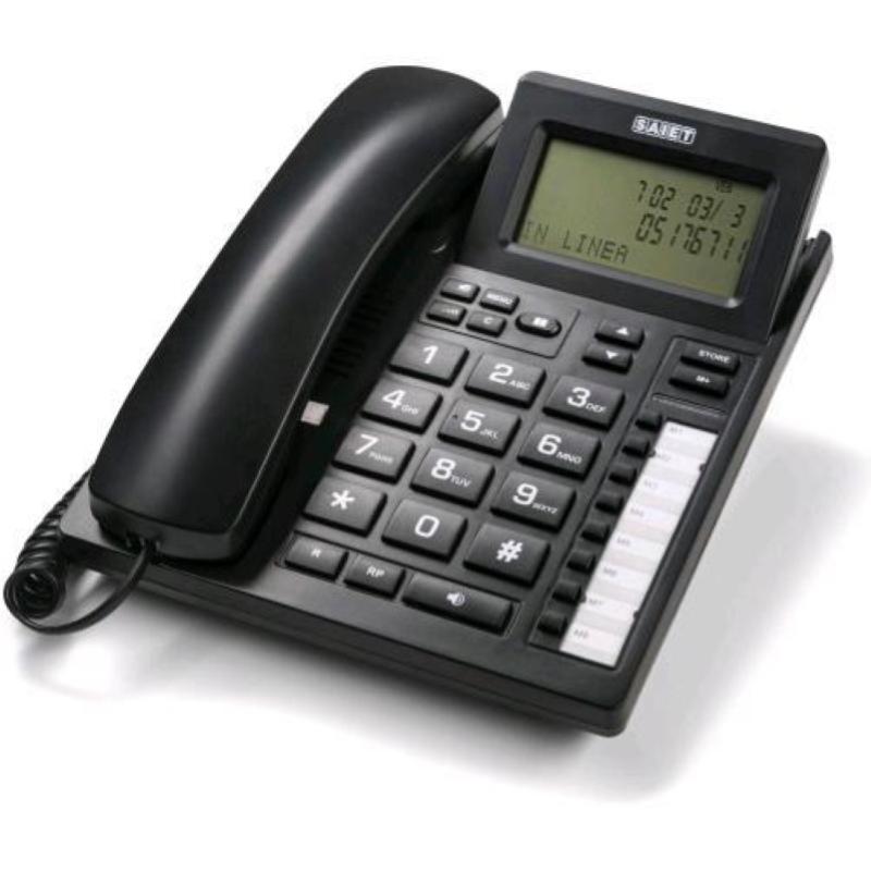 Image of Saiet office 812 telefono da tavolo multifunzione display su 3 righe a 16 cifre inclinabile vivavoce 12 numeri selezione rapida nero