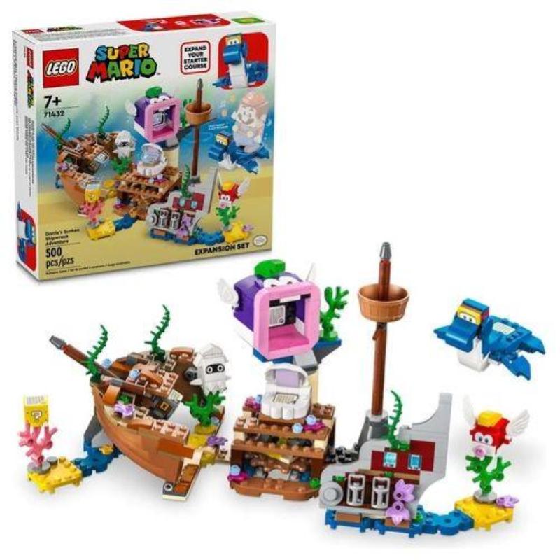 Image of Lego super mario 71432 pack di espansione il veliero sommerso di dorrie, giochi bambini 7+ con barca giocattolo e 4 personaggi