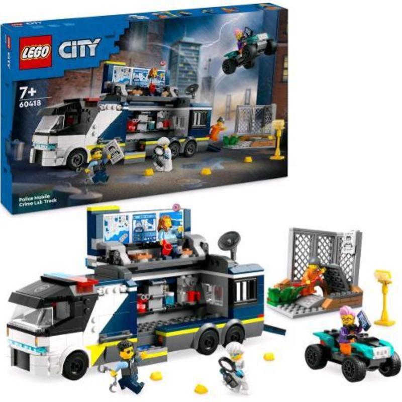 Image of Lego city 60418 camion laboratorio mobile della polizia, giocattolo per bambini di 7+ anni con quad bike e 5 minifigure