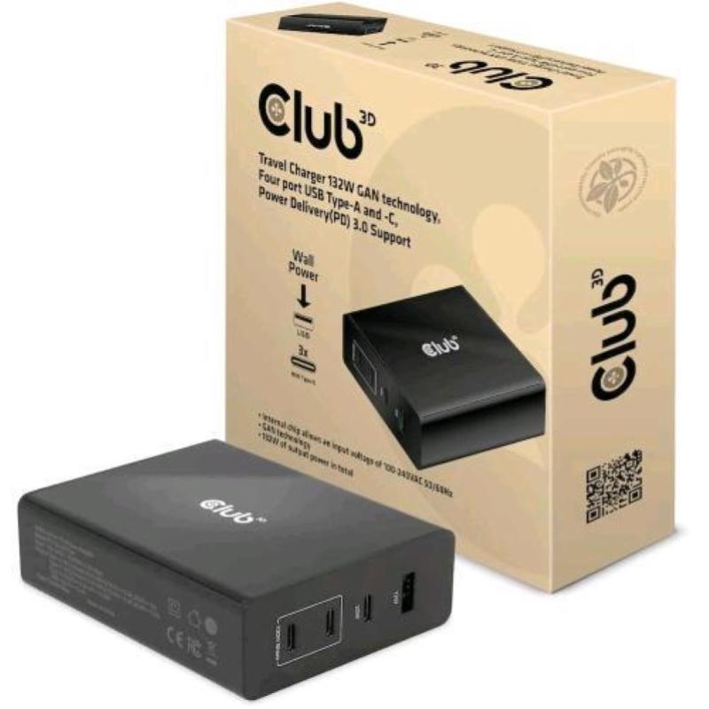 Club3d caricabatterie per dispositivi mobili 3xusb 132w