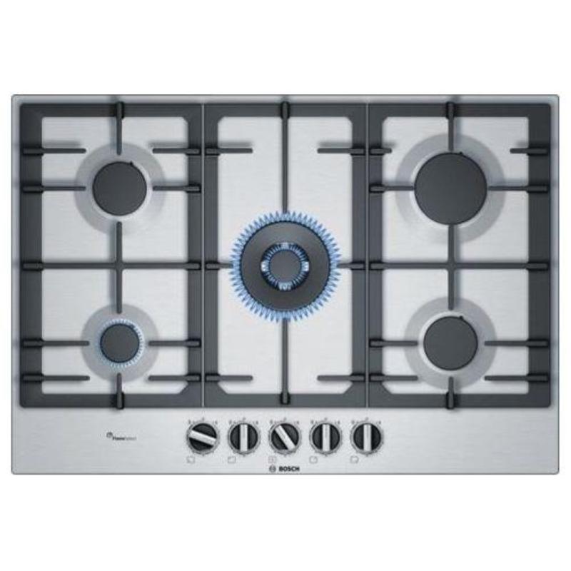 Image of Bosch pcq7a5b90 serie 6 piano cottura a gas 5 fuochi griglie in ghisa flameselect 75 cm acciaio inox