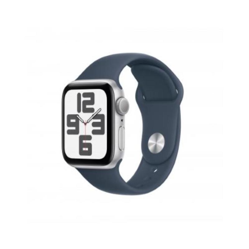 Image of Apple watch se gps 40mm cassa in alluminio silver - cinturino sport blu tempesta - m/l