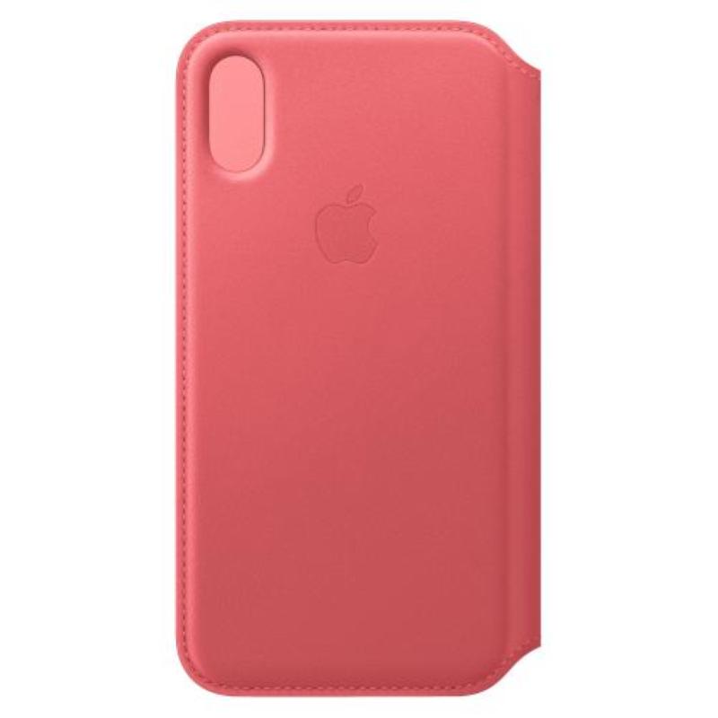Image of Apple iphone xs leather folio - peony pink (rosa)