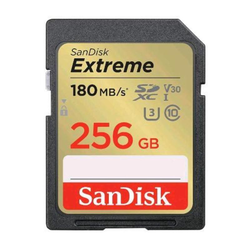Image of Sandisk extreme memory card sdxc 256gb uhs-i class 10 u3 v30 fino a 180mb/s nero oro