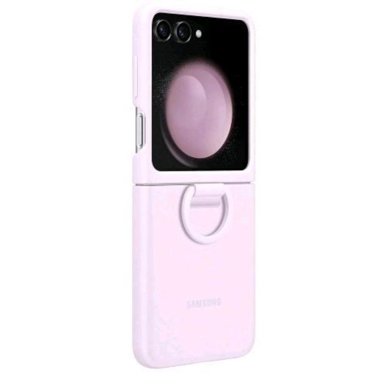 Image of Samsung galaxy z flip5 silicone case con ring lavande