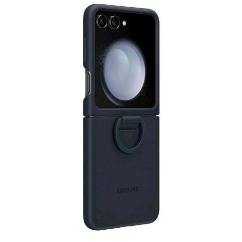 Image of Samsung galaxy z flip5 silicone case con ring indigo