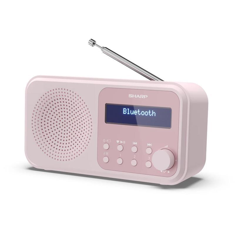 Image of Sharp dr-p420(pk) radio digitale portatile dab dab+ fm con rds bluetooth 5.0 funzione sveglia jack 3.5mm alimentazione usb o batteria con antenna telescopica rosa