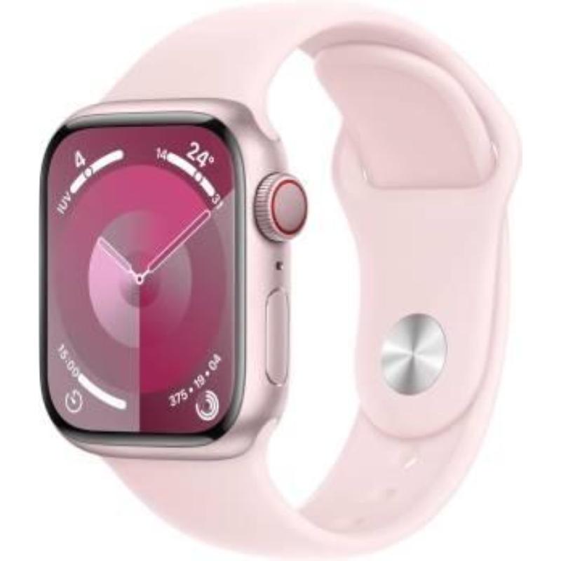 Image of Apple watch serie 9 cell 41mm aluminium pink sport band light pink m/l mrj03ql/a