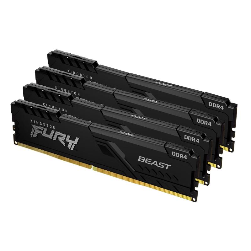 Image of 32gb ddr4-3600mhz cl17 dimm (kit of 4) fury beast black