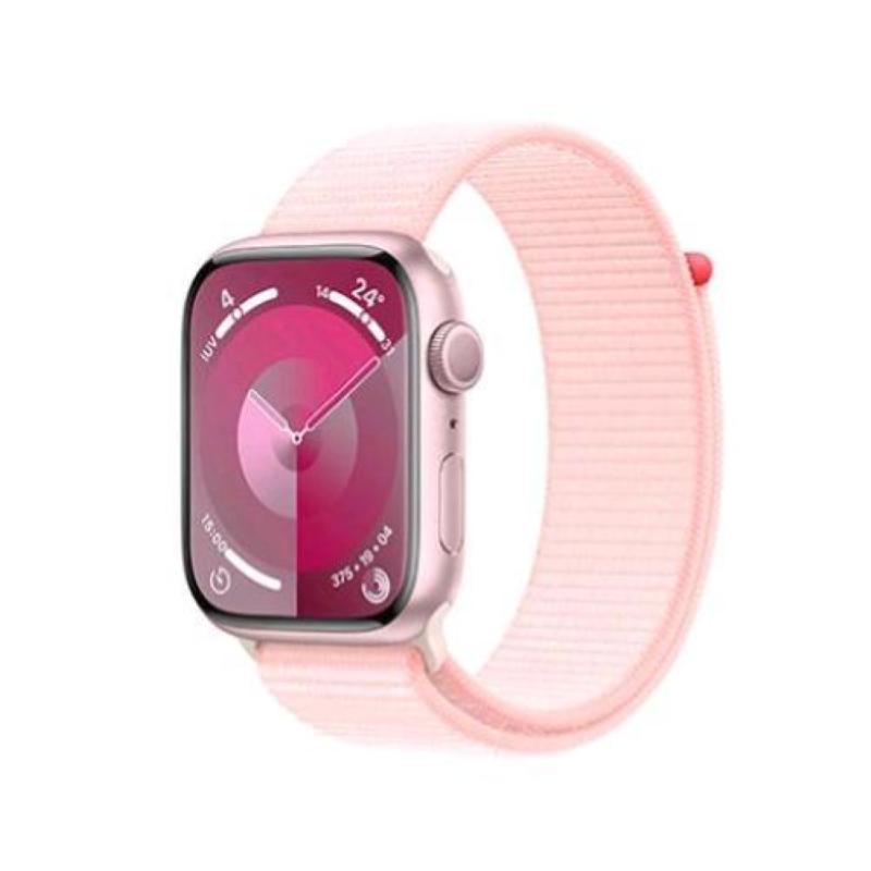 Image of Apple watch series 9 gps 45mm aluminium case pink con cinturino sport loop light pink