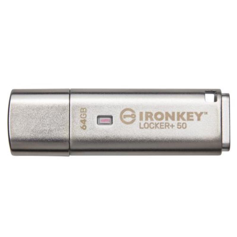 Image of Kingston technology ironkey locker 50 unita` flash usb 64gb usb tipo a 3.2 gen 1 argento
